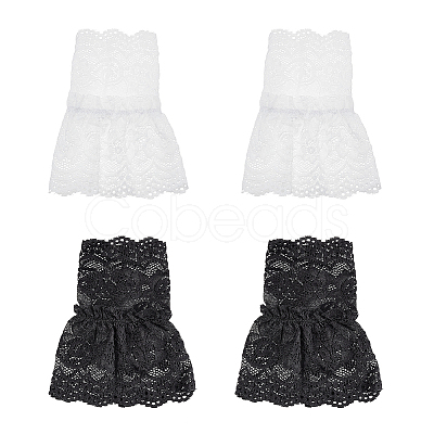 AHADEMAKER 2 Pairs 2 Colors Cotton Lace Sleeves AJEW-GA0004-98-1