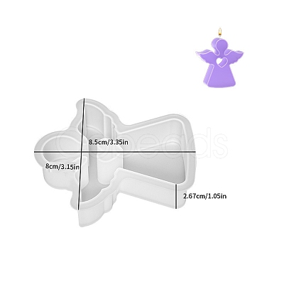 3D Heart Angel Scented Candle Silicone Statue Molds PW-WG46696-01-1