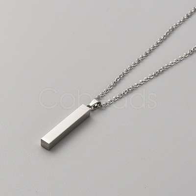 201 Stainless Steel Rectangle Pendant Necklace NJEW-WH0007-12P-1