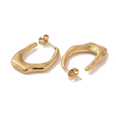 Oval 201 Stainless Steel Half Hoop Earrings for Women EJEW-G385-33G-1