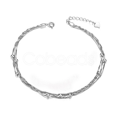 SHEGRACE Rhodium Plated 925 Sterling Silver Layered Anklets JA28A-1