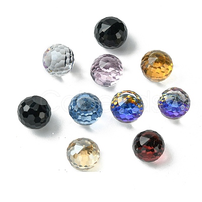 Faceted Round Glass Cabochons GGLA-YW001-13C-1