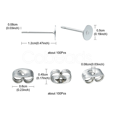 100Pcs 304 Stainless Steel Stud Earring Findings STAS-YW0001-43E-1