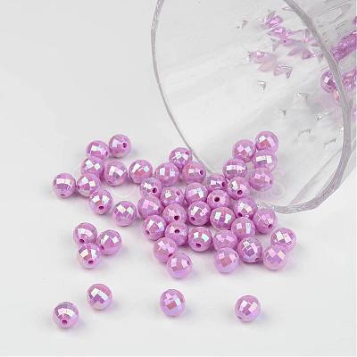 Faceted Colorful Eco-Friendly Poly Styrene Acrylic Round Beads SACR-K001-6mm-49-1