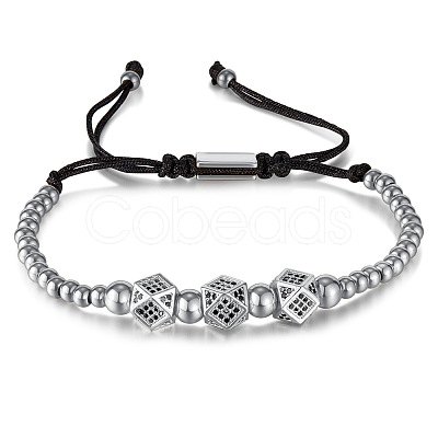 Non-Tarnish Stainless Steel Round Ball Braided Beaded Bracelets DD1308-2-1