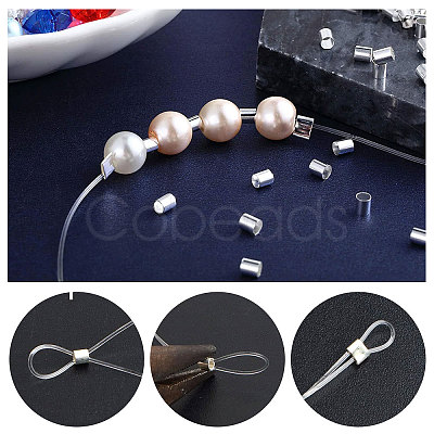 Anti-Tarnish Beebeecraft 50Pcs Rhodium Plated 925 Sterling Silver Crimp Beads STER-BBC0001-28-1