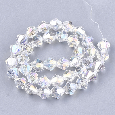 Electroplate Glass Beads Strands X-EGLA-Q118-8mm-B17-1