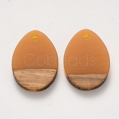 Transparent Resin & Walnut Wood Pendants X-RESI-S358-15-B02-1