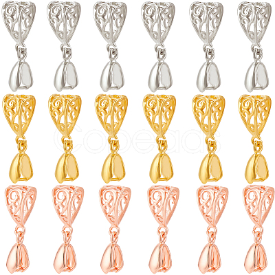 SUNNYCLUE 30Pcs 3 Colors Filigree Rack Plating Brass Pendant Pinch Bails KK-SC0005-58-1