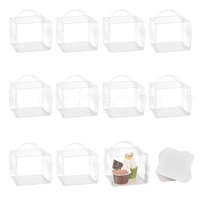 Foldable Transparent Plastic Single Cake Gift Packing Box CON-WH0088-28C-1