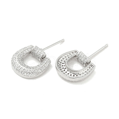 Rack Plating Brass Micro Pave Clear Cubic Zirconia Stud Earrings for Women EJEW-M260-11P-1