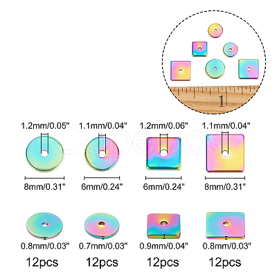 Unicraftale 48 Pcs 4 Styles PVD Vacuum Plating 304 Stainless Steel Spacer Beads STAS-UN0022-36-1