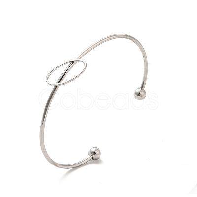 Non-Tarnish Oval 201 Stainless Steel Cuff Bangles for Women Girls STAS-K247-04P-1