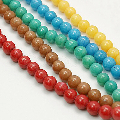 Natural Mashan Jade Round Beads Strands G-D263-12mm-M-1