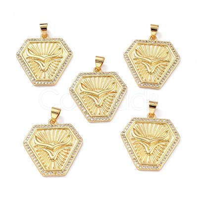 Brass Micro Pave Clear Cubic Zirconia Pendants ZIRC-L100-053G-1