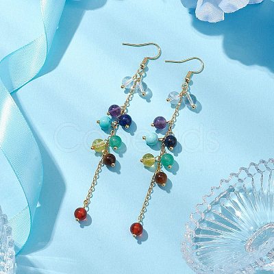 Round Gemstone Dangle Earrings EJEW-TA00473-1