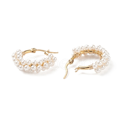 Shell Pearl Beaded Hoop Earrings EJEW-TA00173-1