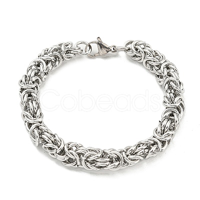 Non-Tarnish 304 Stainless Steel Byzantine Chain Bracelet BJEW-C042-04P-1