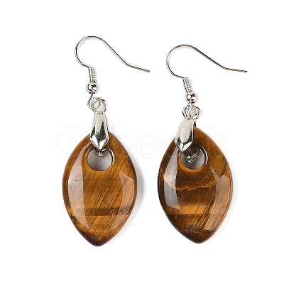 Natural Tiger Eye Dangle Earrings EJEW-F343-B05-1