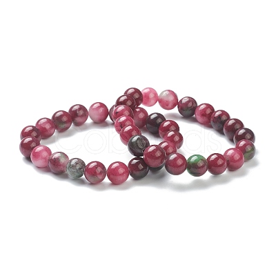 Dyed Natural Jade Beaded Stretch Bracelets BJEW-D446-D-04-1