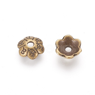 6-Petal Tibetan Style Alloy Flower Bead Caps TIBE-S220-AB-NR-1