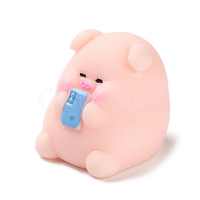 Resin Pig Figurines Ornament DJEW-Z003-01F-1