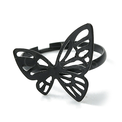 Hollow Butterfly Alloy Adjustable Rings for Women RJEW-K275-50EB-1