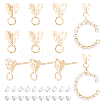 BENECREAT 6 Pairs Brass Stud Earring Finding KK-BC0011-90-1