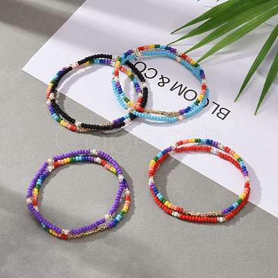 Glass Seed Beads Stretch Bracelets BJEW-JB06294-1