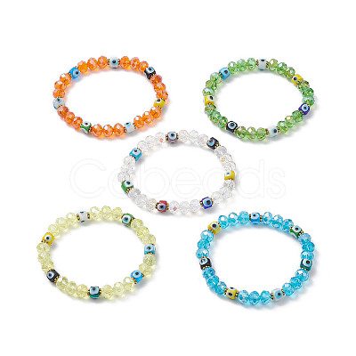 Handmade Lampwork Evil Eye Stretch Bracelets BJEW-JB09327-1