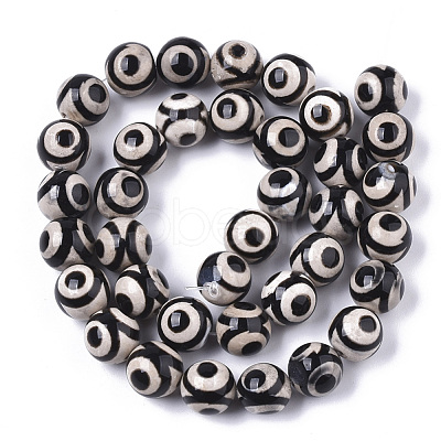 Tibetan Style 3-Eye dZi Beads Strands TDZI-R001-01-1