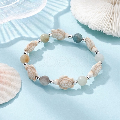 Natural & Synthetic Mixed Gemstone Beaded Stretch Bracelet BJEW-JB09516-01-1