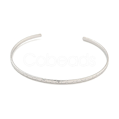 Non-Tarnish Textured 304 Stainless Steel Wrap Cuff Bangle for Women BJEW-P331-19P-1