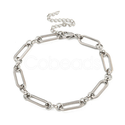 Non-Tarnish 304 Stainless Steel Oval Link Chains Bracelets for Men & Women BJEW-D042-09P-1