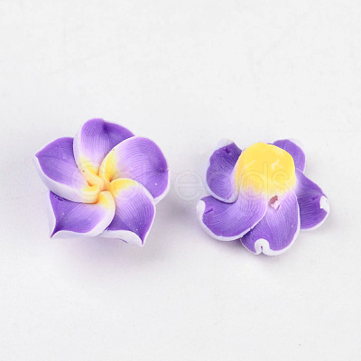 Handmade Polymer Clay 3D Flower Plumeria Beads X-CLAY-Q192-12mm-M-1