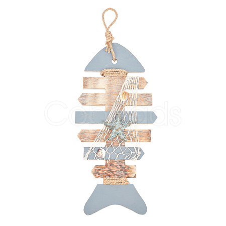Mediterranean Style Natural Wood Pendant Ornaments HJEW-WH0014-23-1