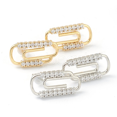 Brass Micro Pave Clear Cubic Zirconia Stud Earrings EJEW-L234-042-1