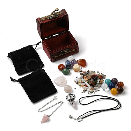 7 Chakra Natural Gemstone Healing Stones Sets G-PW0007-127-1