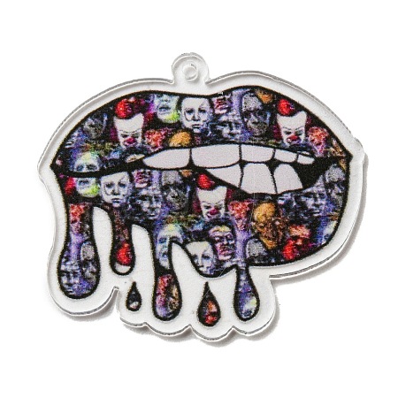 Halloween Theme Printed Acrylic Pendants OACR-P026-B01-1