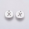 Non-Tarnish 304 Stainless Steel Charms, Flat Round with Letter, Stainless Steel Color, Letter.X, 10x1mm, Hole: 1mm