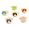 Adjustable Real 18K Gold Plated Brass Enamel Finger Ringss, with Clear Cubic Zirconia, Flat Round with Gesture Language, Thumbs Up Sign, Mixed Color, Inner Diameter: 17.5mm