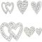 Fingerinspire 6Pcs 6 Style Heart Glitter Hotfix Rhinestone, Iron on Patches, Dress Shoes Garment Decoration, Crystal, 35~70x35~90x2~2.5mm, 1pc/style