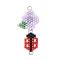 Handmade Glass Seed Beads Woven Connector Charms, Flower Ladybird Links, Lilac, 43x21x2mm, Hole: 3mm