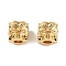 Brass Beads, Cube with Flower, Real 18K Gold Plated, 5x5x5mm, Hole: 2mm