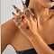 9Pcs 9 Styles Alloy Spider Web & Rose & Heart Finger Rings Sets for Women, Antique Silver, Red, Inner Diameter: 17~19mm, 1pc/style