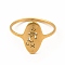 304 Stainless Steel Yoga Theme Finger Ring for Women, Golden, Inner Diameter: 18mm