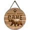 Flat Round with Little Man Cave & Brown Bear Wooden Hanging Wall Decorations for Home Decoration, Peru, 300x5mm