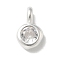 925 Sterling Sliver Cubic Zirconia Flat Round Charms, 925 Sterling Silver Plated, Clear, 7x4.5x2mm, Hole: 2mm