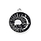 Alloy Enamel Pendants, Flat Round Charm, Platinum, Black, Sun, 22x19x1.3mm, Hole: 2mm