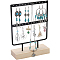 SUNNYCLUE 1 Set 2-Tier Rectangle Iron Jewelry Dangle Earring Organizer Holder with Wooden Base, for Earring Storage, Black, Finished Product: 15.2x6x21cm